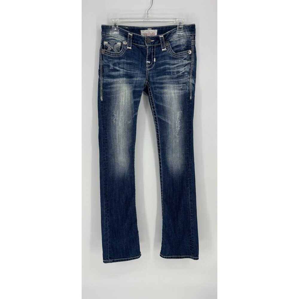 Big Star Liv Slim Boot Jeans Women’s 28L Low Rise Distressed Bootcut Stretch EUC